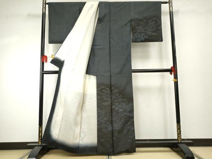 平和屋着物●訪問着　本場大島紬　カタス7マルキ　渡り橋風景文　正絹　逸品　AABF1019cs
