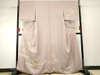 平和屋着物●訪問着　友禅　正倉院枝花文　金糸　金彩　正絹　逸品　AABF1020cs