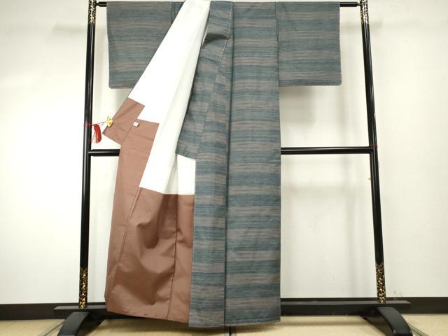 平和屋着物●本場縞大島紬　横段文　正絹　逸品　未使用　AABF1024cs