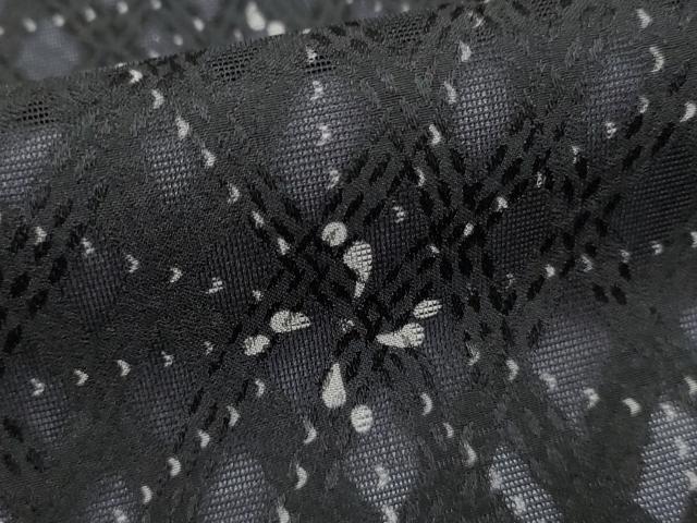 平和屋着物●上質な小紋　紋紗　麻の葉文様　黒地　正絹　逸品　AABF1025cs