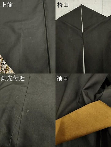 平和屋着物●本場大島紬　訪問着　総刺繍　吉祥更紗花鳥文　金糸　正絹　逸品　AABF1026cs