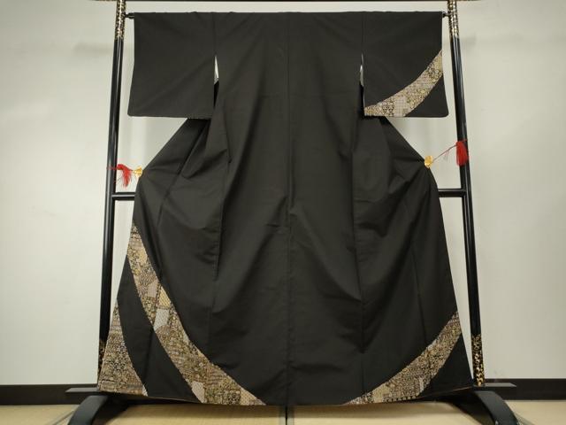平和屋着物●本場大島紬　訪問着　総刺繍　吉祥更紗花鳥文　金糸　正絹　逸品　AABF1026cs