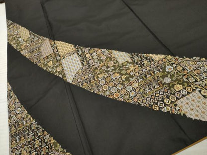平和屋着物●本場大島紬　訪問着　総刺繍　吉祥更紗花鳥文　金糸　正絹　逸品　AABF1026cs