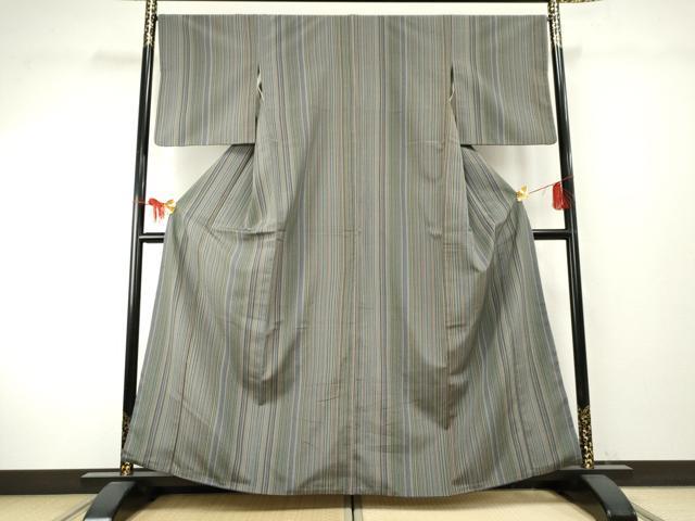 平和屋着物●お召　縞　やまと誂製　正絹　逸品　AABF1027cs