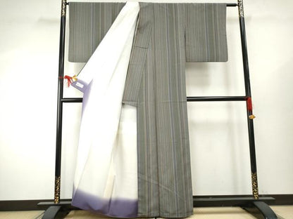 平和屋着物●お召　縞　やまと誂製　正絹　逸品　AABF1027cs