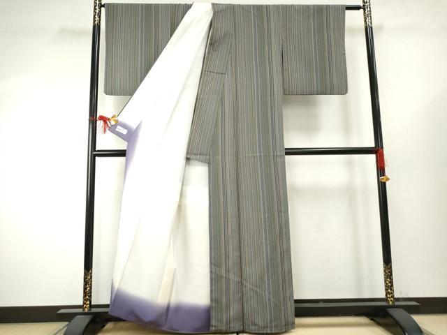 平和屋着物●お召　縞　やまと誂製　正絹　逸品　AABF1027cs