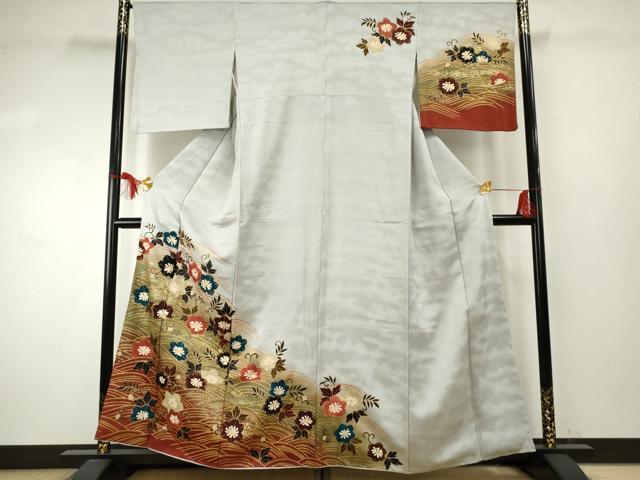 平和屋着物●ファッションデザイナー　HIROKO KOSHINO　コシノヒロコ 　訪問着　立波草花文　暈し染め　金彩　正絹　逸品　AABF1028cs