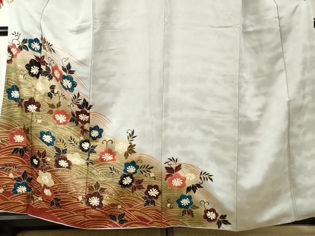 平和屋着物●ファッションデザイナー　HIROKO KOSHINO　コシノヒロコ 　訪問着　立波草花文　暈し染め　金彩　正絹　逸品　AABF1028cs