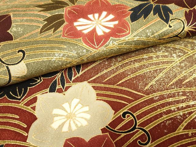 平和屋着物●ファッションデザイナー　HIROKO KOSHINO　コシノヒロコ 　訪問着　立波草花文　暈し染め　金彩　正絹　逸品　AABF1028cs