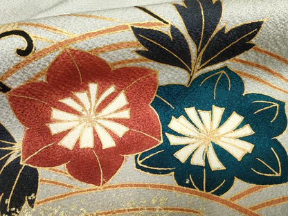 平和屋着物●ファッションデザイナー　HIROKO KOSHINO　コシノヒロコ 　訪問着　立波草花文　暈し染め　金彩　正絹　逸品　AABF1028cs