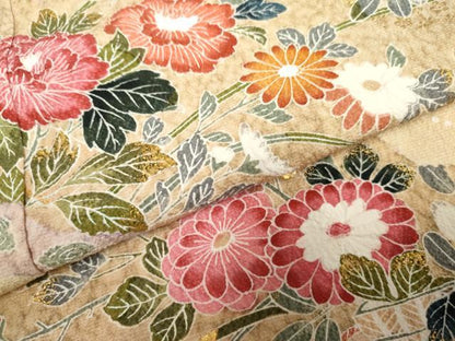 平和屋着物●訪問着　友禅　草花文　暈し染め　金彩　正絹　逸品　未使用　AABF1031cs