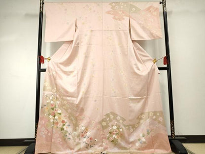 平和屋着物●訪問着　絵夢工房　枝花文　金銀彩　西武百貨店扱い　正絹　逸品　AABF1034cs