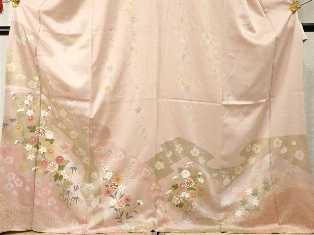 平和屋着物●訪問着　絵夢工房　枝花文　金銀彩　西武百貨店扱い　正絹　逸品　AABF1034cs
