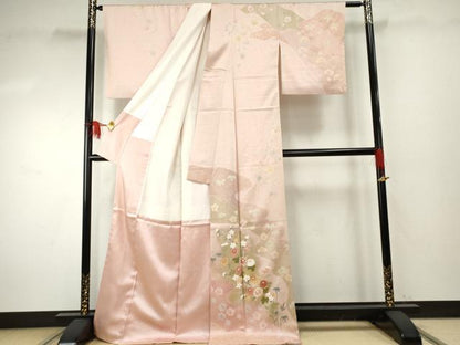 平和屋着物●訪問着　絵夢工房　枝花文　金銀彩　西武百貨店扱い　正絹　逸品　AABF1034cs