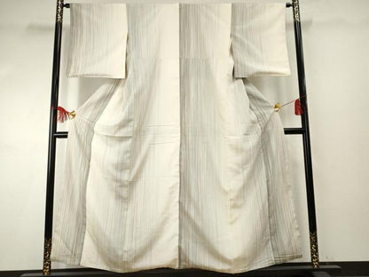 平和屋着物●本塩沢　やまだ織　200色　間道　正絹　逸品　AABF1036cs
