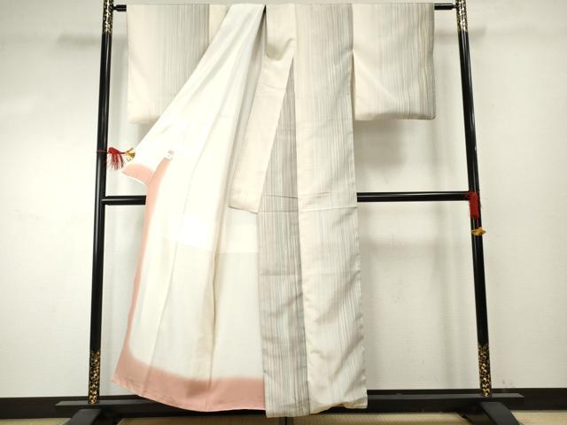 平和屋着物○本塩沢 やまだ織 200色 間道 正絹 逸品 AABF1036cs