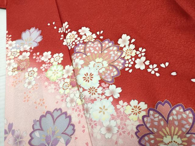 平和屋着物●豪華振袖　駒刺繍　舞花文　暈し染め　正絹　逸品　AABF1041cs