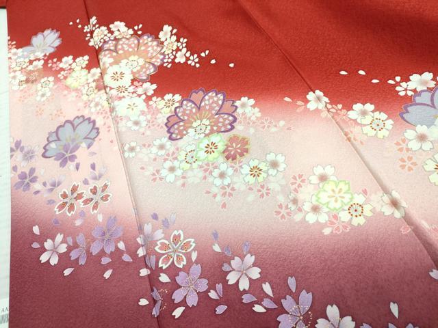 平和屋着物●豪華振袖　駒刺繍　舞花文　暈し染め　正絹　逸品　AABF1041cs