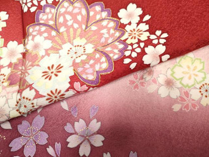 平和屋着物●豪華振袖　駒刺繍　舞花文　暈し染め　正絹　逸品　AABF1041cs
