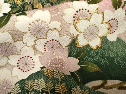 平和屋着物●ファッションデザイナー 花井幸子　振袖　駒刺繍　立波花松文　暈し染め　金糸　金彩　正絹　逸品　AABF1043cs
