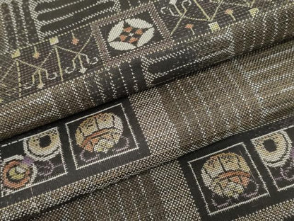 平和屋着物●本場大島紬　泥染め　カタス9マルキ　吉祥変わり市松文　正絹　逸品　AABF1044cs