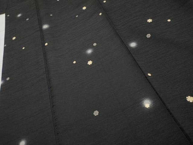 平和屋着物●上質な小紋　クローバー　ほたる暈し　金彩　正絹　逸品　AABH6942ph 平和屋着物○上質な小紋 ほたる暈し 雪輪文 黒地 金彩 正絹 逸品
