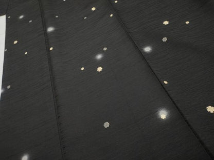 平和屋着物●上質な小紋　ほたる暈し　雪輪文　黒地　金彩　正絹　逸品　AABF1047cs