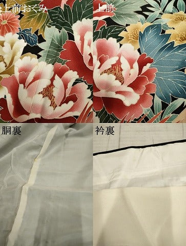平和屋着物●本加賀友禅作家　鶴見保次　黒留袖　花鳥文　正絹　逸品　AABF1048cs