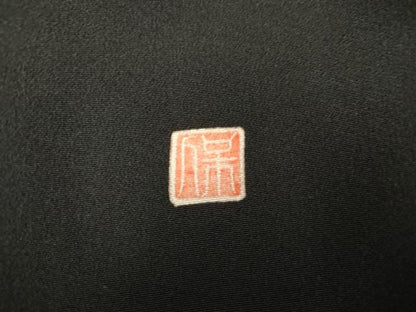 平和屋着物●本加賀友禅作家　鶴見保次　黒留袖　花鳥文　正絹　逸品　AABF1048cs