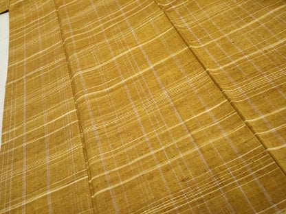 平和屋着物●上質な紬　格子　正絹　逸品　AABF1051cs