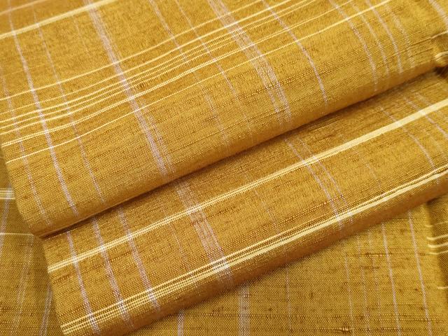 平和屋着物▽上質な紬 単衣 格子 正絹 逸品 AABD0213fy 平和屋着物