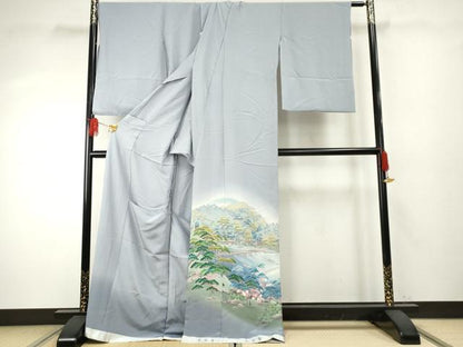 平和屋着物●十日町友禅作家 阿部佳雪 色留訪問着 嵐山 夢染里 暈し染め 浜ちりめん 上代35万 仮絵羽 正絹 逸品 未使用 AABF1053cs