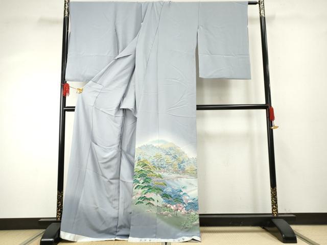 平和屋着物●十日町友禅作家 阿部佳雪 色留訪問着 嵐山 夢染里 暈し染め 浜ちりめん 上代35万 仮絵羽 正絹 逸品 未使用 AABF1053cs