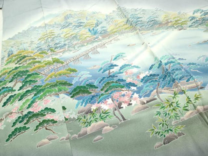 平和屋着物●十日町友禅作家 阿部佳雪 色留訪問着 嵐山 夢染里 暈し染め 浜ちりめん 上代35万 仮絵羽 正絹 逸品 未使用 AABF1053cs