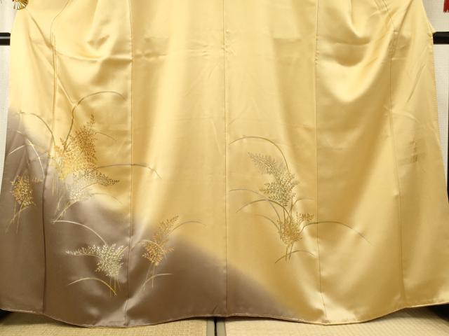 平和屋着物●訪問着　作家物　枝葉文　暈し染め　金銀彩　正絹　逸品　AABF1059cs