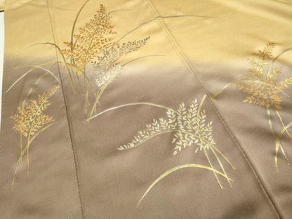 平和屋着物●訪問着　作家物　枝葉文　暈し染め　金銀彩　正絹　逸品　AABF1059cs