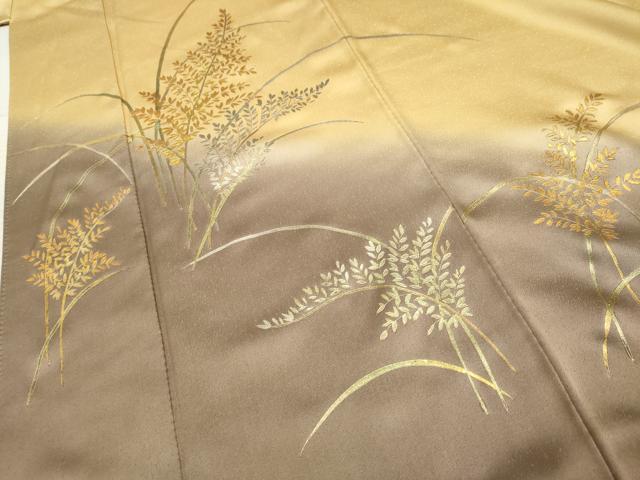 平和屋着物●訪問着　作家物　枝葉文　暈し染め　金銀彩　正絹　逸品　AABF1059cs