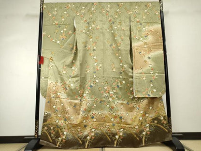 平和屋着物●豪華振袖　駒刺繍　橘　暈し染め　金彩　正絹　逸品　AABF1061cs