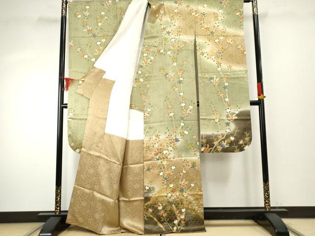 平和屋着物●豪華振袖　駒刺繍　橘　暈し染め　金彩　正絹　逸品　DABC3586az 平和屋着物○豪華振袖 駒刺繍 橘 暈し染め 金彩 正絹 逸品 AABF1061cs