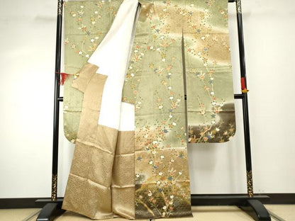 平和屋着物●豪華振袖　駒刺繍　橘　暈し染め　金彩　正絹　逸品　AABF1061cs