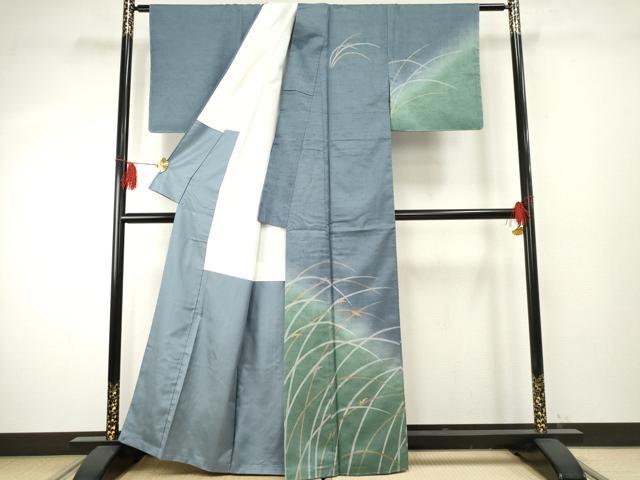 平和屋着物●訪問着　紬地　刺繍　稲穂　金糸　正絹　逸品　未使用　AABF1064cs 平和屋着物○訪問着 紬地 刺繍 稲穂 金糸 正絹 逸品 未使用 AABF1064cs