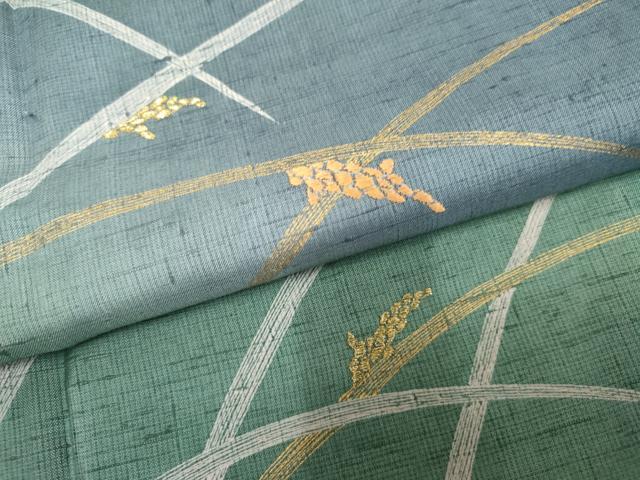 平和屋着物●訪問着　紬地　刺繍　稲穂　金糸　正絹　逸品　未使用　AABF1064cs 平和屋着物○訪問着 紬地 刺繍 稲穂 金糸 正絹 逸品 未使用 AABF1064cs