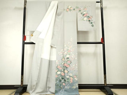 平和屋着物●訪問着　友禅　作家物　茂樹　枝花文　暈し染め　正絹　逸品　AABF1069cs