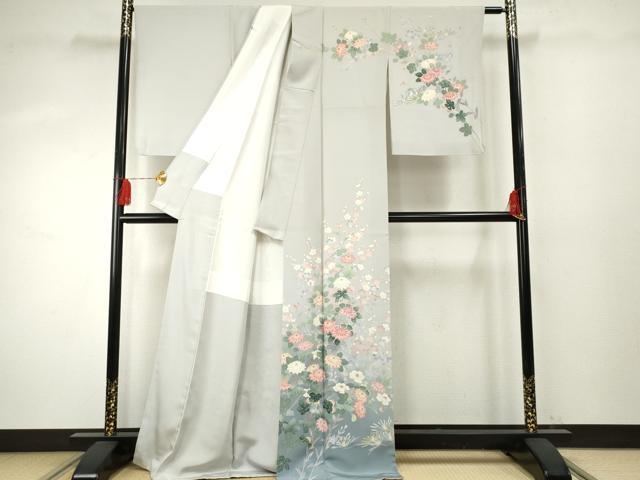 平和屋着物●訪問着　友禅　作家物　茂樹　枝花文　暈し染め　正絹　逸品　AABF1069cs