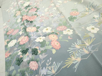平和屋着物●訪問着　友禅　作家物　茂樹　枝花文　暈し染め　正絹　逸品　AABF1069cs