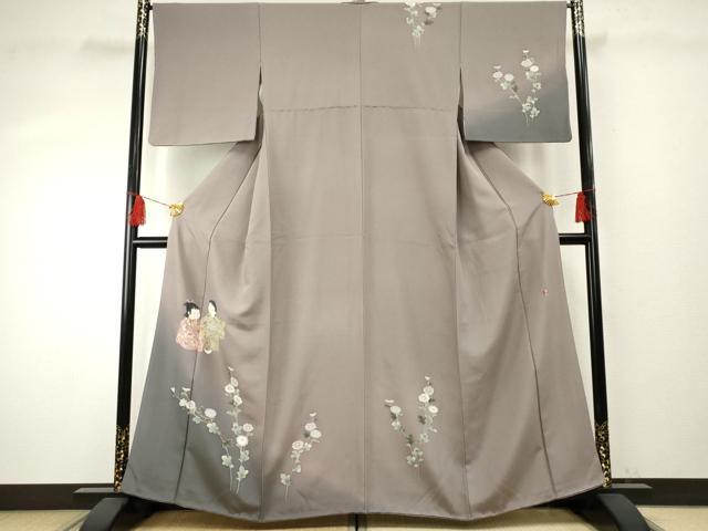 平和屋着物●十日町友禅作家　関口遼一　訪問着　童子に枝花　暈し染め　正絹　逸品　AABF1070cs