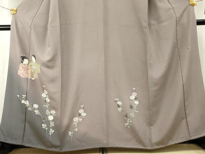 平和屋着物●十日町友禅作家　関口遼一　訪問着　童子に枝花　暈し染め　正絹　逸品　AABF1070cs