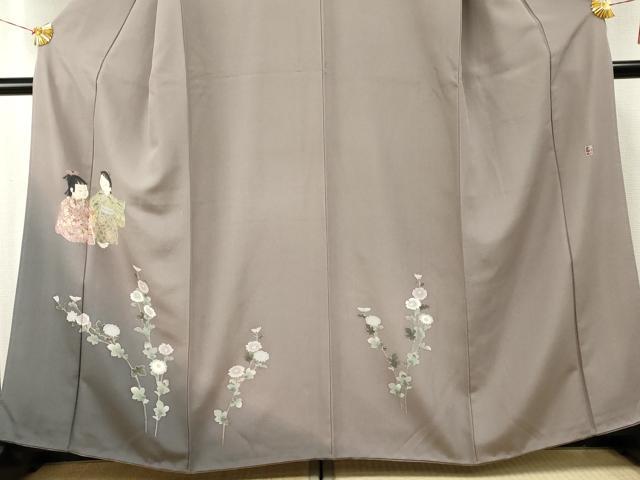 平和屋着物●十日町友禅作家　関口遼一　訪問着　童子に枝花　暈し染め　正絹　逸品　AABF1070cs