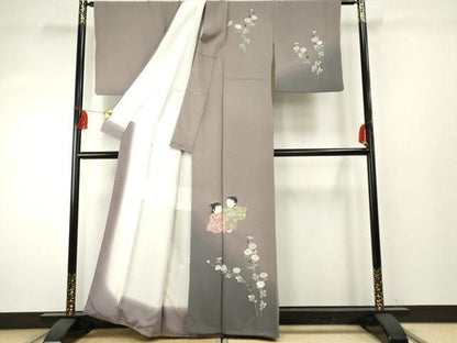 平和屋着物●十日町友禅作家　関口遼一　訪問着　童子に枝花　暈し染め　正絹　逸品　AABF1070cs