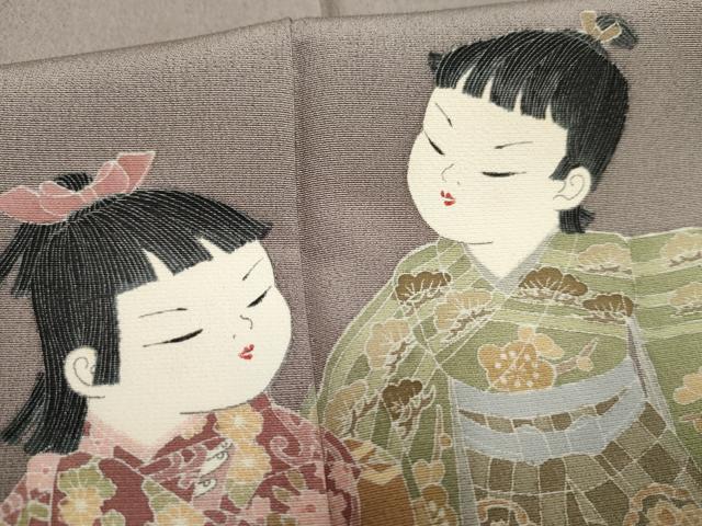 平和屋着物●十日町友禅作家　関口遼一　訪問着　童子に枝花　暈し染め　正絹　逸品　AABF1070cs